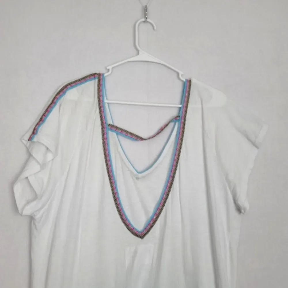 Pitusa OS Petite 100% Cotton Swim Cover Up Lightweight Blue ombre Resort Beach